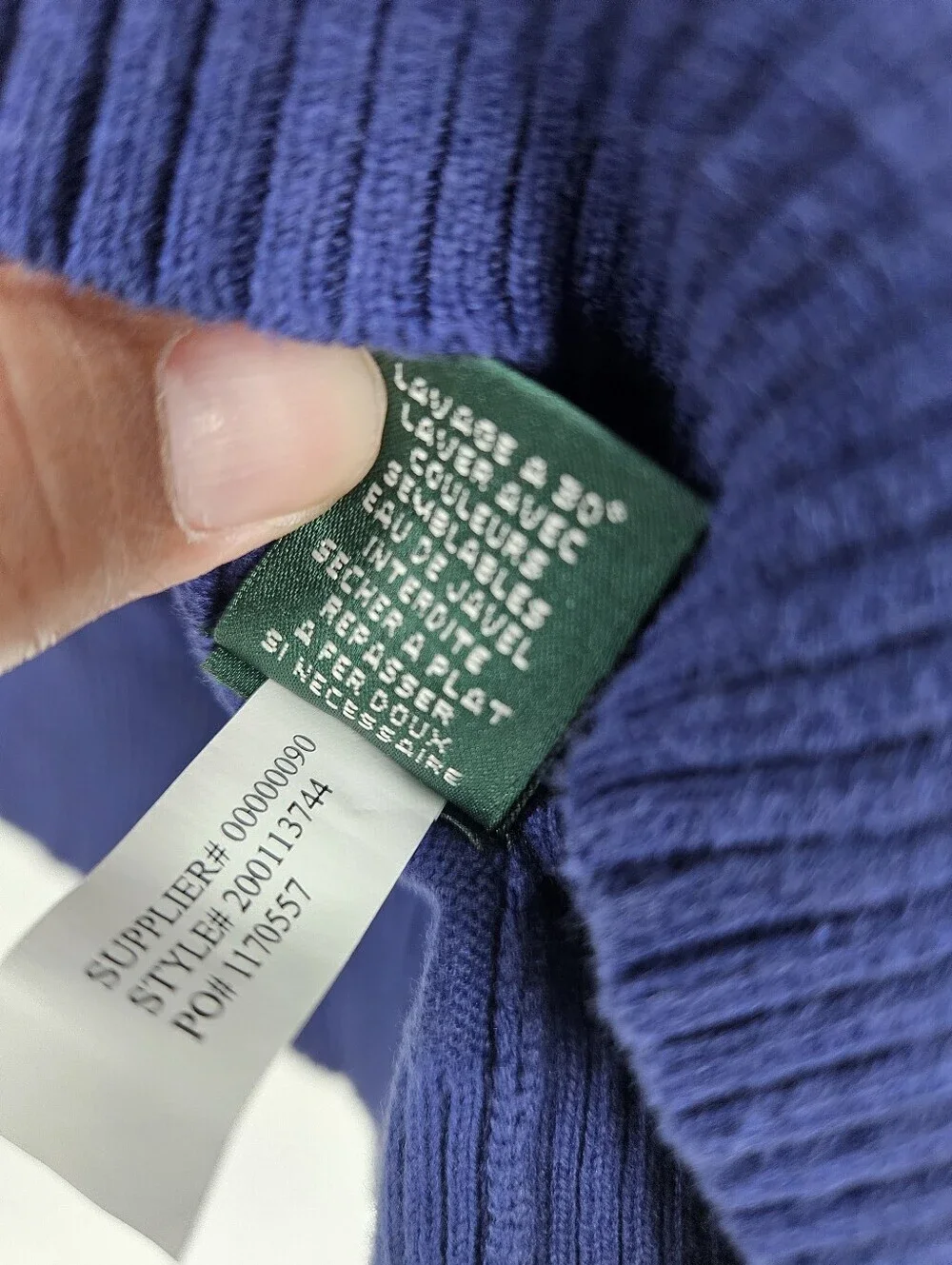 Lauren Ralph Lauren Cobalt Blue Crest Embroidered Full Zip Cardigan